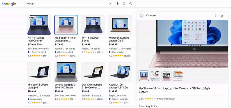 Zdjęcia produktów z możliwością powiększenia w wyszukiwarce Google